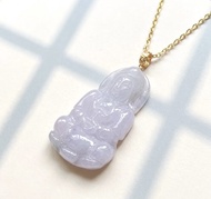 冰種翡翠觀音菩薩項鍊 18K金墜頭 | 天然緬甸玉翡翠A貨 | 送禮