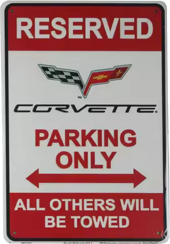 Reserved Corvette Parking Only tin Metal Sign Garage Wall Decals Plaque