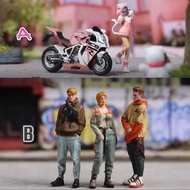 MoreArt1:64  KTM1190粉色少女電單車人偶套装／潮男潮女人偶套装(MO223028)，三人偶套裝。