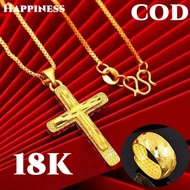 Philippines Ready Stock Necklace Pure 18k Pure Gold Pawnable Sale for Men Men's Necklace Cross Pendant Lucky Fortune Pendant Necklace Chain Necklace Stainless Steel Buy 1 Take 1 Promise Ring Pure Gold Jewelry Pawnable Legit Sale