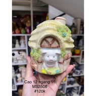 Japanese ceramic decor pig house