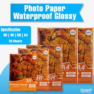 QUAFF 3R 4R 5R A4 Size 230GSM Print Photo Paper Glossy Inkjet Photo Paper 20 Sheets