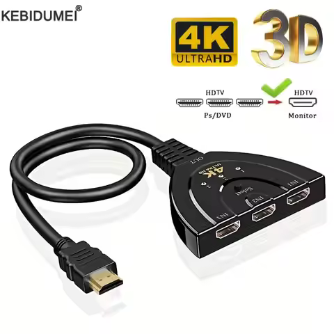 4K*2K 3 Port HDTV-compatible Switch 4K 3D Video Switcher KVM Splitter 3 Input 1 Output Port Hub for 