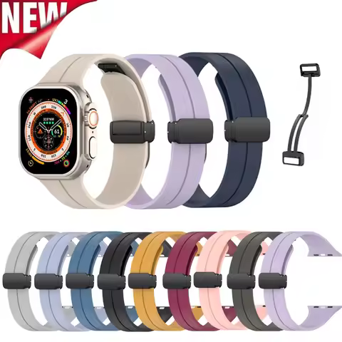 Silicone Magnetic Buckle Strap For Apple Watch iWatch Series 10 se 987654321 Ultra smart Watch 49 46