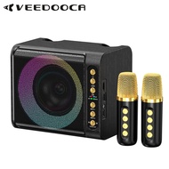 VEEDOOCA T203 Karaoke Machine With 2 Microphones TF Card U Disk Player Portable Speaker Studio Subwoofer For Outdoor Party Meeting