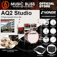 Sonor AQ2 Studio 5-Piece Acoustic Drum Set - 20 Inch Bass Drum - Brown Fade
