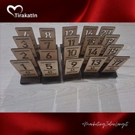 Tirakatin - Custom Wooden Table Numbers | Resto Cafe Table Number 13x7cm