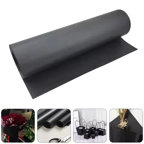 38cm x2m /5m/8m 1Pc Decorative Roll Kraft Paper Roll Craft Flower Packaging Wrapper (Black) Wrapping