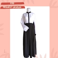 BAJU GAMIS HITAM PUTIH LIPIT 3 (BISA UNTUK BUMIL) GAMIS KERJA PNS PEMDA