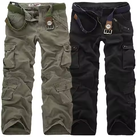 Men Cargo Pants High Quality Casual Multi Pocket Camouflage Militarmy Pants Mens Street Joggers Plus