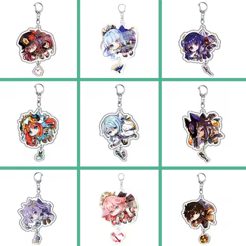 Genshin Impact Raiden Shogun Yae Miko Nahida Keychain Cute Cartoon Acrylic Bag Keyring Trendy Anime