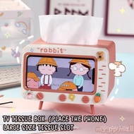 Comel TV Tissue Box Dispenser Storage Tissue Holder With Phone Holder Supplies Creative TV Shaped Ti