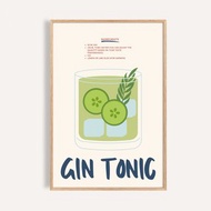 青檸琴湯尼 Gin Tonic / 調酒藝術掛畫 酒吧海報 餐酒館裝飾畫