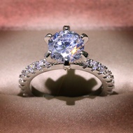 [Ready Stock] Flower Moissanite Diamond Ring 1CT - Rose Gold 18K White Gold Plated Engagement Weddin