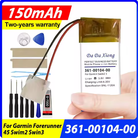 200mAh Replacement Watch Battery 361-00104-20 361-00104-00 For Garmin Swim2 Forerunner 45