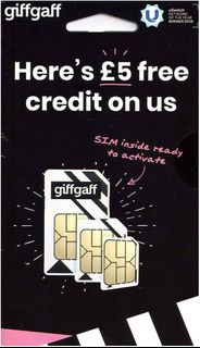 (送£10 credit) giffgaff sim card 歐洲 英國 電話卡 數據卡
