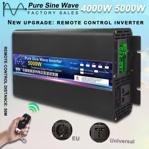 12V 220V 2000W 4000W 5000W 24V DC To 110V AC Pure Sine Wave Voltage Converter 12 220 Power Car Micro