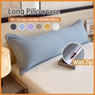 Plain Long Pillowcase with Zip Minimalist White Gray Double Size Pillow Cover 100cm/120cm/150cm/180c