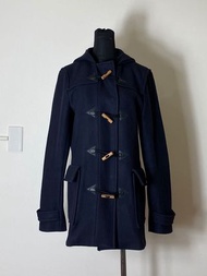Hugo boss 女性海軍藍木質皮革釦羊毛外套
