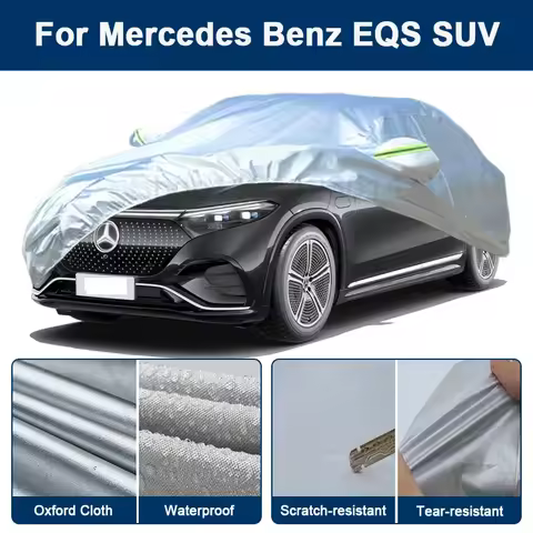 Outdoor Full Car Cover For Benz EQS SUV with Reflective Strips Waterproof Snowproof Dustproof UV Pro