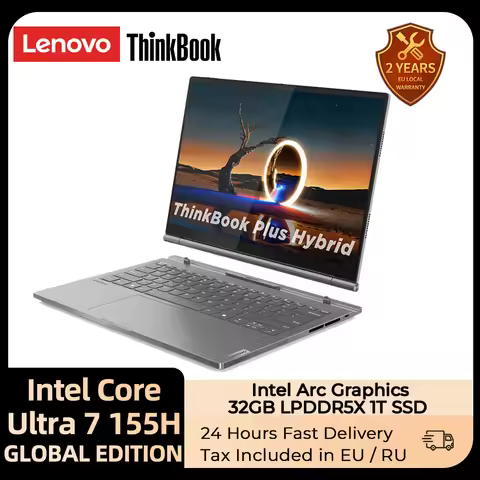 ThinkBook Plus Hybrid Laptop Tablet 2-in-1 Ultra 7 155H 32GB LPDDR5x 1T SSD Intel Arc Graphics 14-in