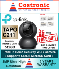 TP-LINK TAPO C211 IP CAMERA/ CCTV SECURITY HOME PAN / TILT 3MP FULL HD 1080P WI-FI + SanDisk High Endurance MICROSD CARD BUNDLE ( 3 years Local warranty )