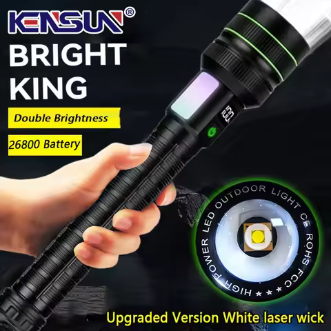 Super Bright Spotlight Long Range LED Flashlight With 26800 Parallel Battery Rechargeable Lamp Tacti