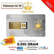 Set 10 pcs Mini Logam Mulia 24K Baby Gold 0.001g - Aset Emas Berprestasi