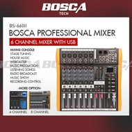 BOSCA Professional Mixer 6 Channel sound mixer console audio mixer with USB BS-660II