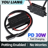 8V-32V ถึง5V/9V/12V PD 30W Type-C โมดูลแปลงที่ชาร์จความเร็วสูงไฟฟ้าในรถยนต์กันน้ำดัดแปลงรถรถตู้คาราว