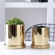 Gold Ceramic Flower Pot Nordic Light Luxury Rose Gold Dazzling Silver Gold High-End Home Flower Arrangement European Style Non-Hole/brushes gold vase / metallic vase / pasu bunga / flower pot