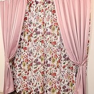 Seafield Flower Blackout + Mirror Lace Curtain Set of 4 [4 Sizes x 2 Colors] Width 39.4 x 41.3 inche