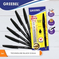 (1 BOX: 12+1 PCS) Greebel Technoline Pen 0.5mmOriginal (12pcs+1pcs) Ball Pen