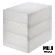 มูจิ กล่องเก็บของโพลีโพรพิลีน - MUJI PP Storage Box / Shallow / 3 Drawers (W26 × D37 × H32.5 cm)