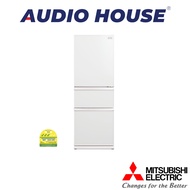 MITSUBISHI MR-CGX46EX-GWH-P  363L 3 DOOR FRIDGE  GLASS WHITE  3 TICKS  W600xH1820xD660MM  1 YEAR WAR
