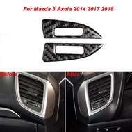 2Pcs Carbon Fiber Interior Air Vent Trim Cover Dashboard Sticker For Mazda 3 Axela 2014 2017 2018 Ca