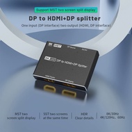 Displayport MST Hub Splitter DP to HDMI Displayport 1.4 Splitter 8K 30Hz 4K 120Hz 32.4Gbps HD 1x2 MST Hub DP HDMI Splitter Box