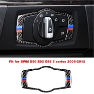 Carbon Fiber Car Headlight Switch Button Frame Cover Trim Car Interior Sticker For BMW 3 Series E90 E92 E93 Accessories