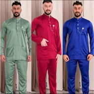 Baju Melayu Dewasa Modern Cutting Slim Fit Design 2 | Baju Raya 2025 Satin