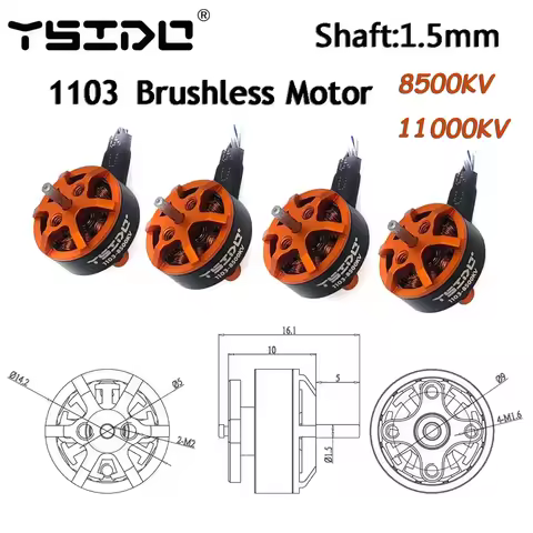 YSIDO Brushless Motor 1103 8500/11000KV 1-2s Lipo 1.5mm for Gemfan HQprop 65mm Propeller Tinywhoop P
