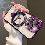 HP New EASON Case iphone - Premium Clear Luxury Plating Magsafe With Kick Standable - Hardcase / Cas