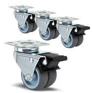 4 Packs Heavy Duty Swivel Silent Castor Wheels 50mm with Brake for Trolley Furniture(Double Wheels)