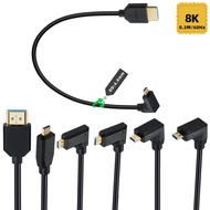 90 Degree Micro HDMI Male to HDMI 2.1 Male Cable, 8K@60Hz/4K@120Hz, for Digital Camera, Camcorder, P
