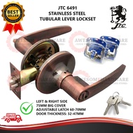 (AC) JTC JTL-6491 AC STAINLESS STEEL BROWN TUBULAR LEVER LOCKSET FOR WOODEN DOOR WITH HANDLE