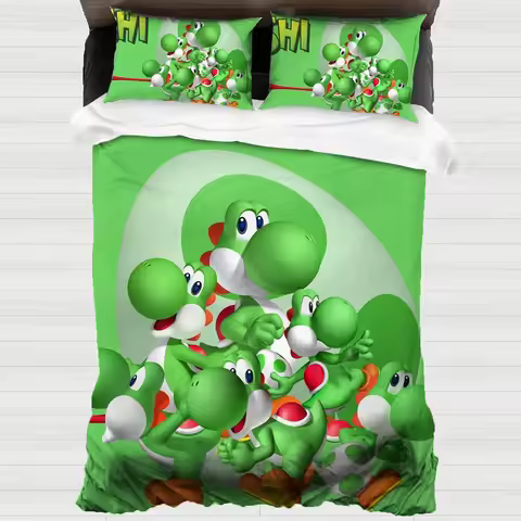 Game Yoshi’s Island Duvet Cover Pillowcase Bedding Set Adult Boy Girl Bedroom Decoration Children Si