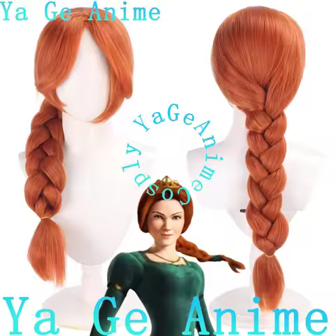 Yage Shrek Princess Fiona Cosplay Wig Dark Orange Braided Ponytail Anime Games Halloween Carnival Pa