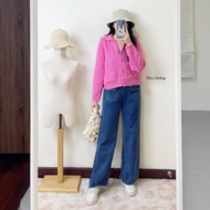 7days Clothing-Plaid Collar Knitted Shirt