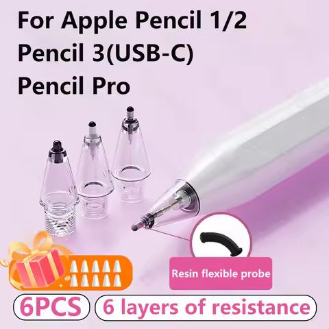 Replacement Tips for Apple Pencil 1 2 3 Gen Pencil Pro 2B 4B HB Elastic Transparent Stylus iPad Penc