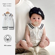0-3 Years Old Baby Navy Collar Sleeveless Thin Cute Cartoon Jumpsuit