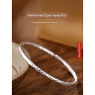 gelang gelang tangan perempuan Pure Handmade Hammer Pattern Silver Bracelet Pure Silver S999 Sterlin